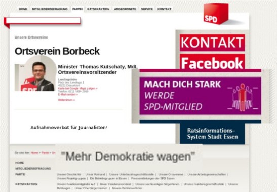 Wie ernst sind der SPD die verfassungsmäßig garantierten Grundrechte? Montage: Mittelhessenblog, Quelle: SPD Essen Borbeck